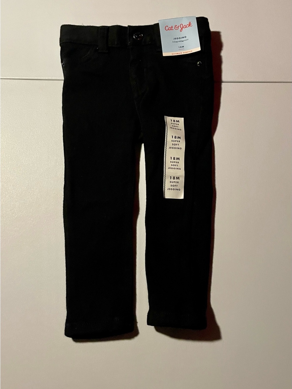 NWT Cat & Jack Toddler Girls Ultimate Stretch Jeggings Black Skinny Pants 18M